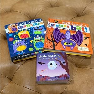Never Touch Kids Book Set - Blue, Orange, and little ghost or finger puppet book